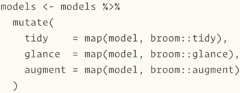 r package tidy models with broom package broom_tidy broom::glance broom::augment